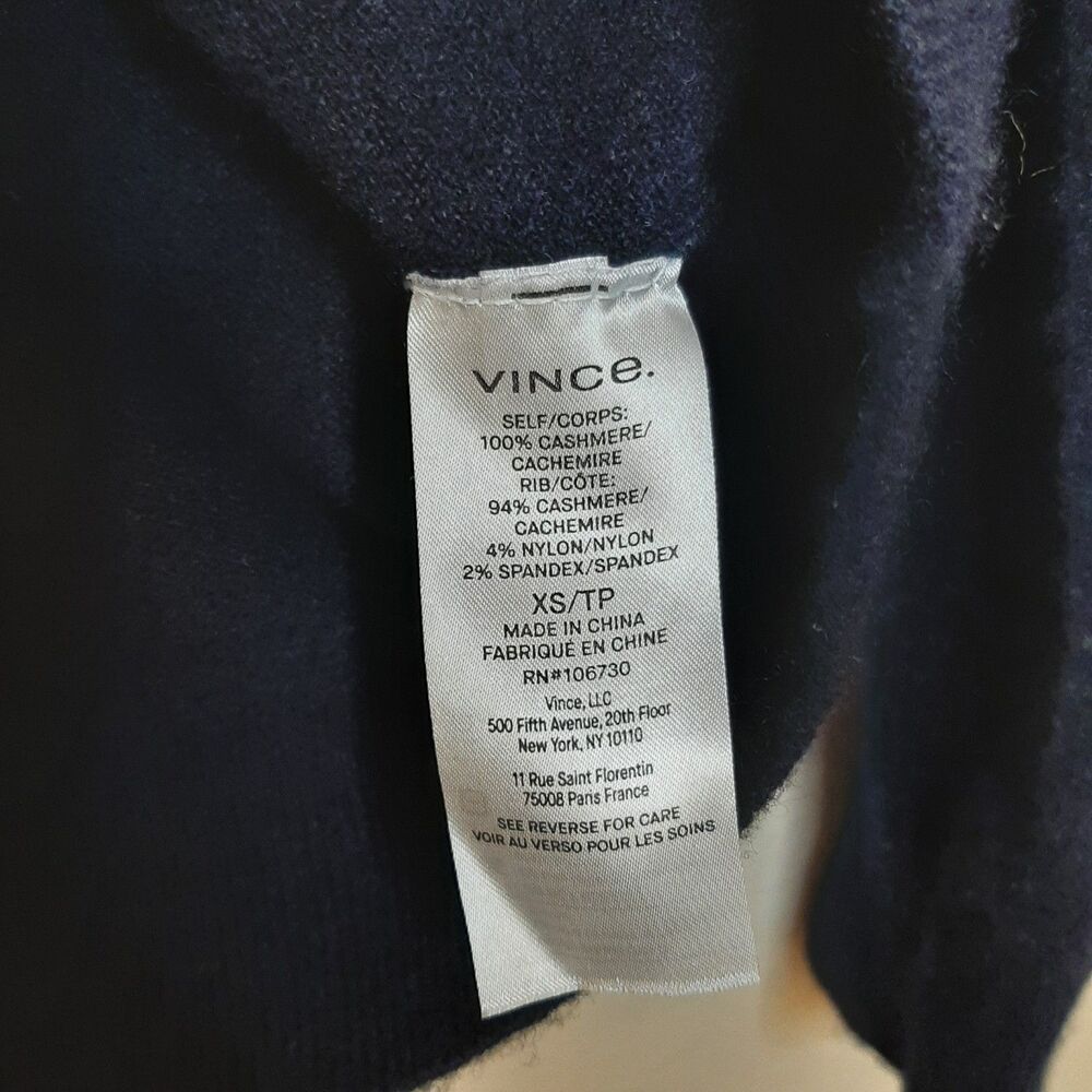 Vince Sweater Black Women Size XS 100% Cashmere Pullover V-Neck Long Sleeves - Picture 8 of 11